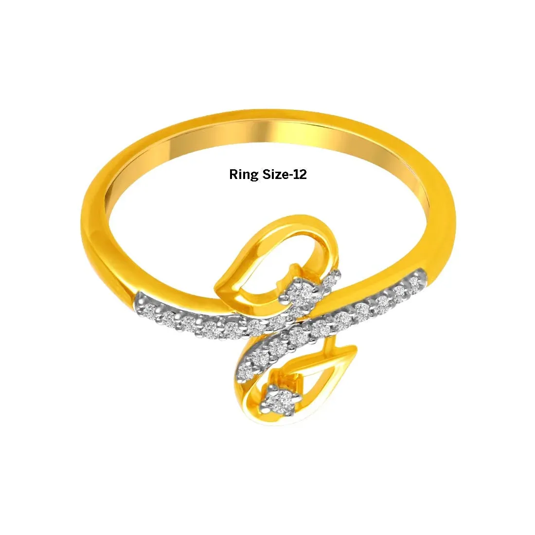 14K Diamond-studded Gold Ring With Leafy Designs In The Centre