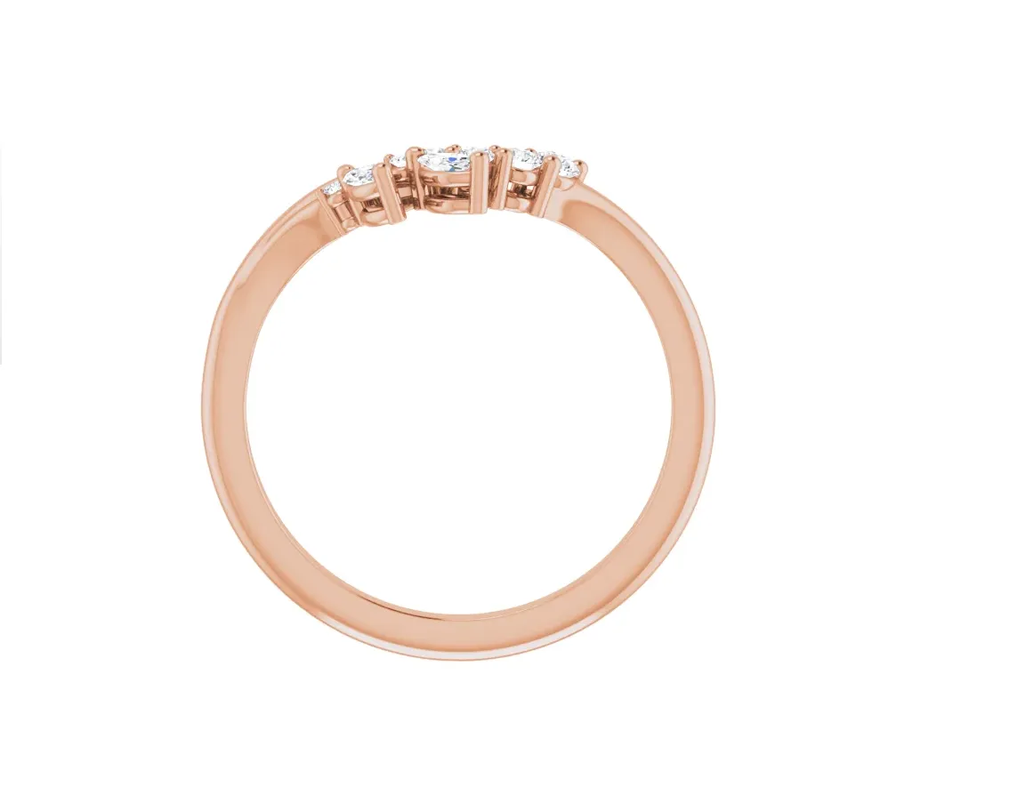 14K Gold Floral Diamond Contour Band