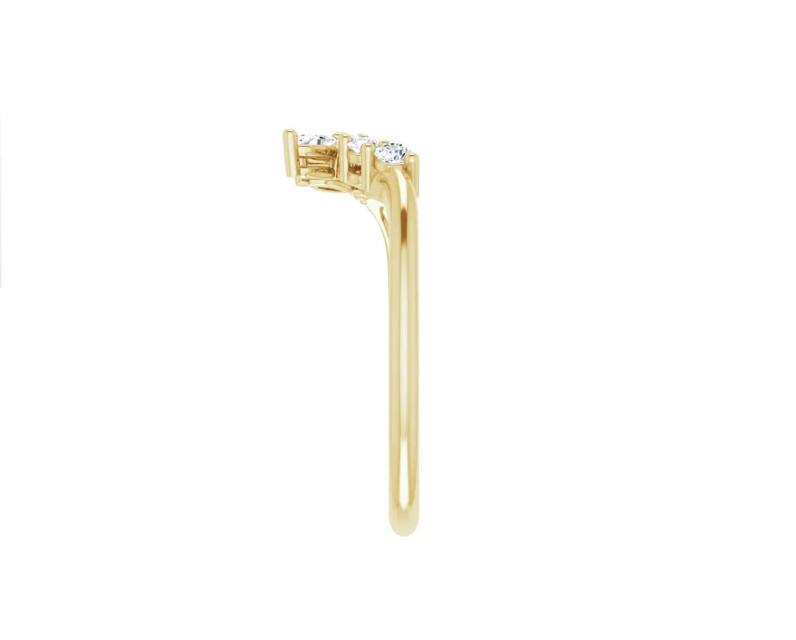 14K Gold Floral Diamond Contour Band