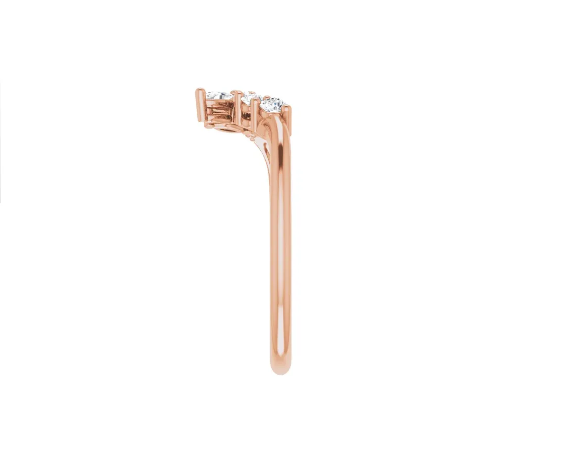 14K Gold Floral Diamond Contour Band