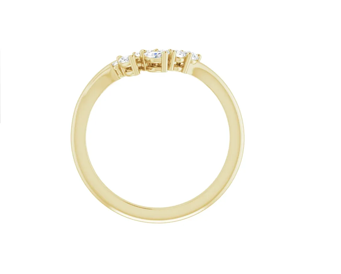 14K Gold Floral Diamond Contour Band
