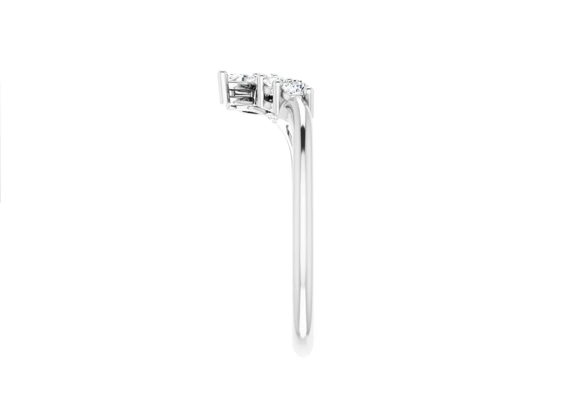 14K Gold Floral Diamond Contour Band