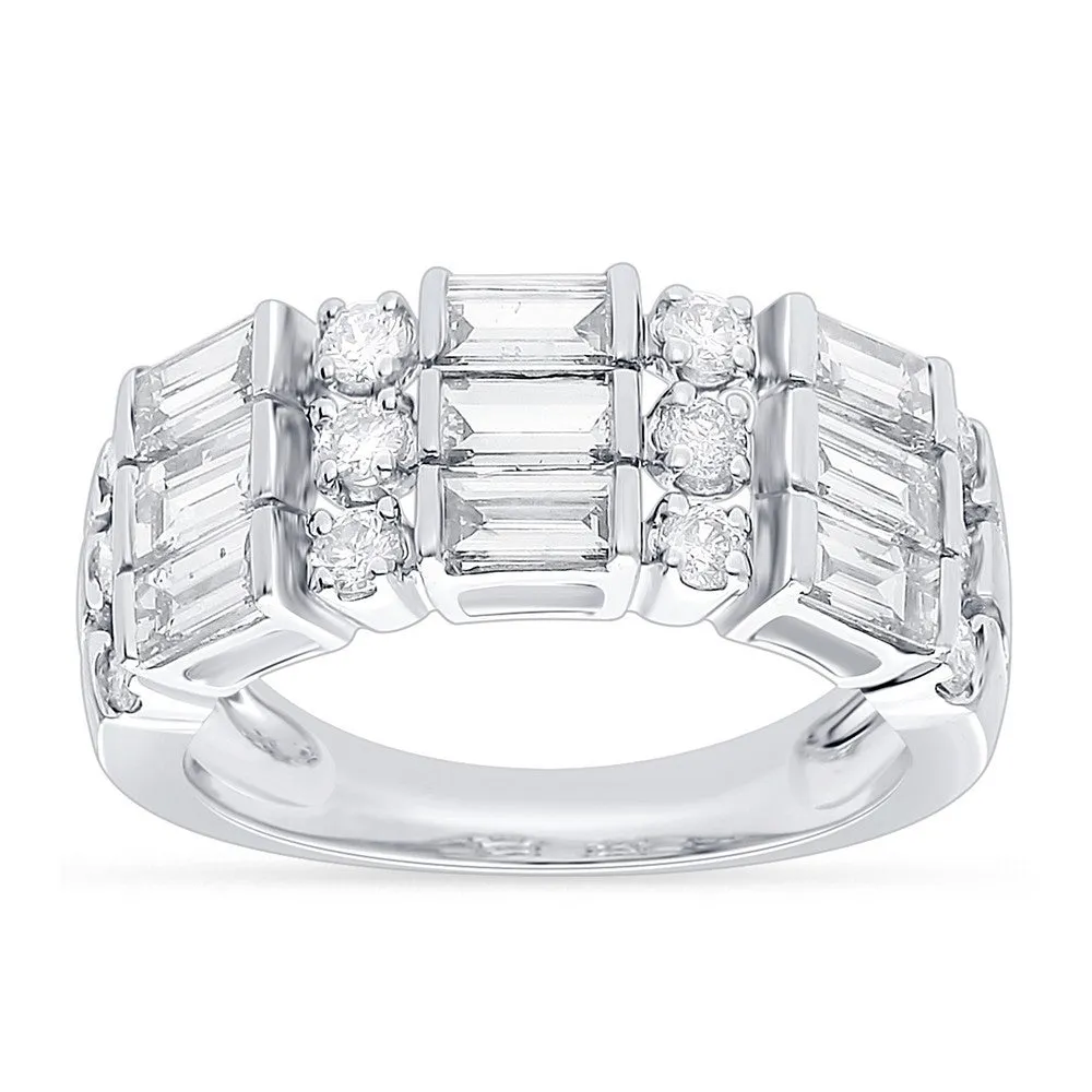 14k Gold Three Row Diamond Band