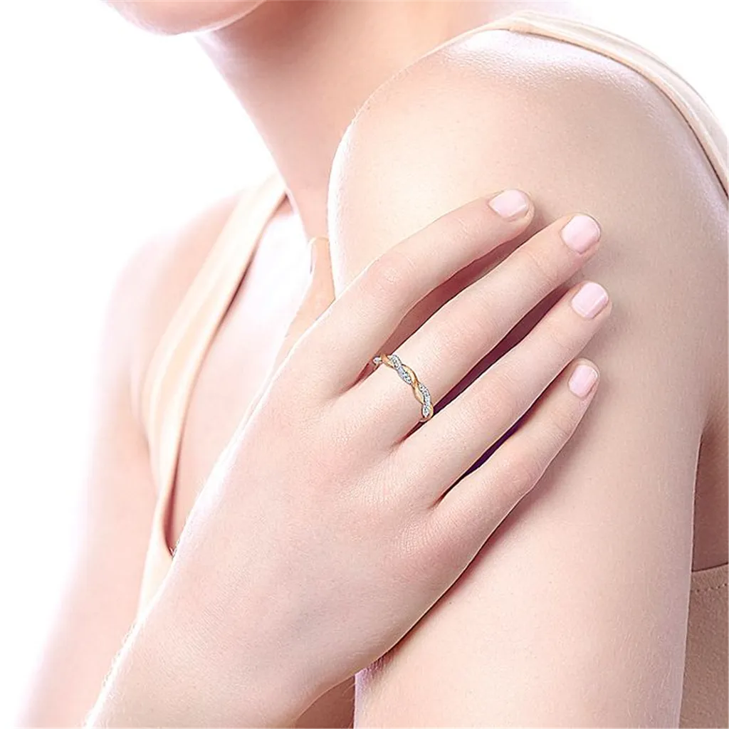 14K Rose Gold Twisted Diamond Stackable Ring
