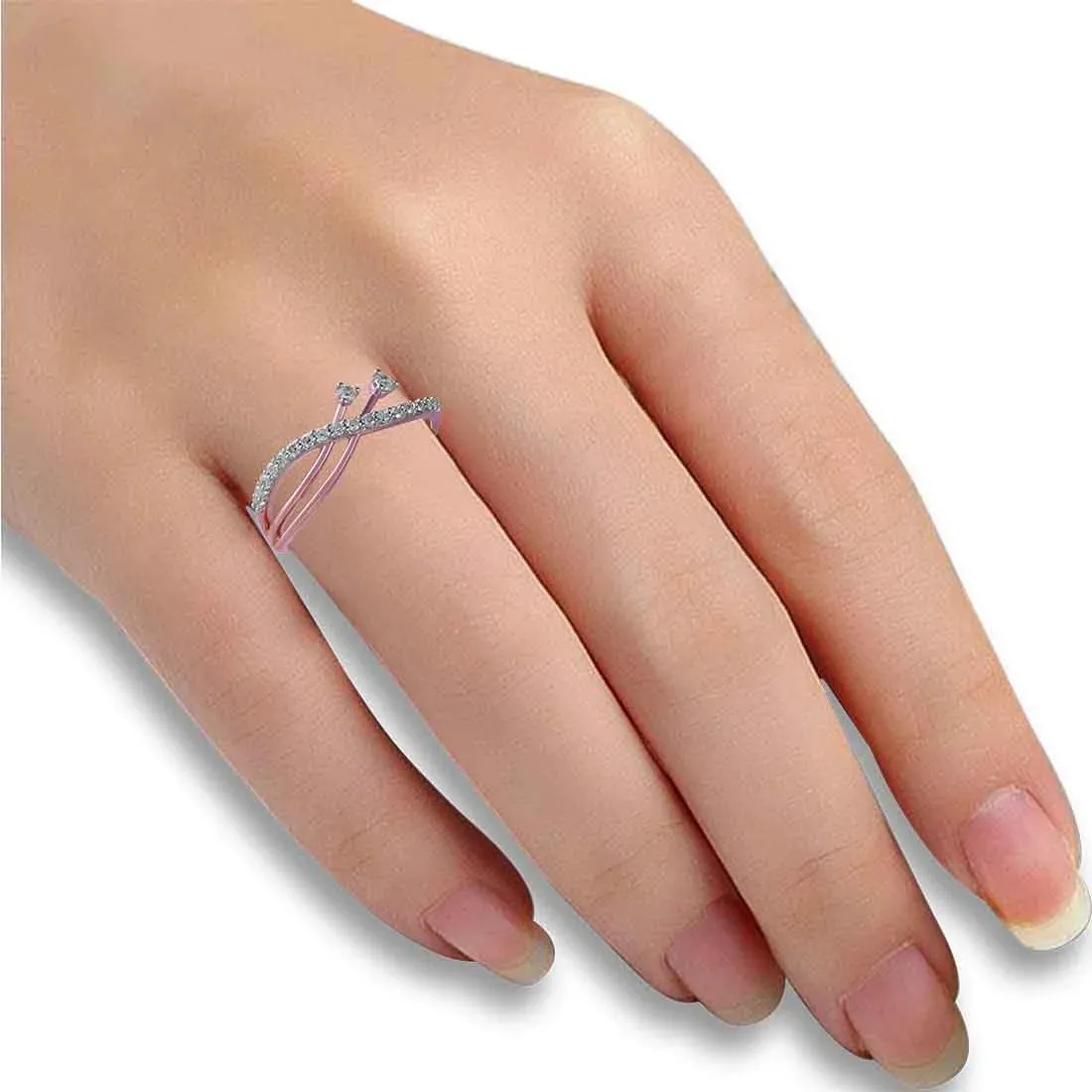 14K Rose Gold Vine-like Diamond Ring