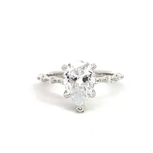 14K White Gold 'Adeena' Hidden Halo Pear Diamond Engagement Ring