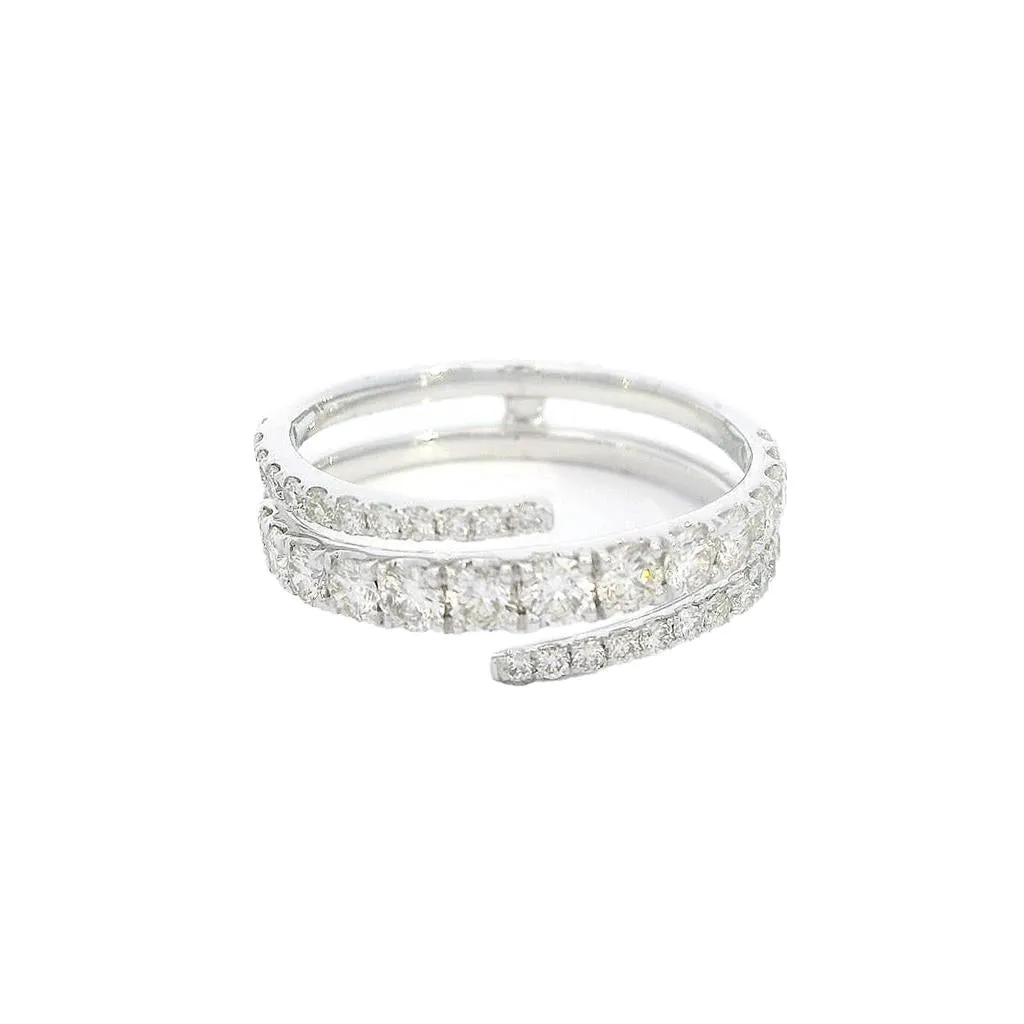 14K White Gold Bypass Natural Diamonds Ring