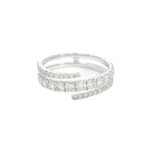 14K White Gold Bypass Natural Diamonds Ring