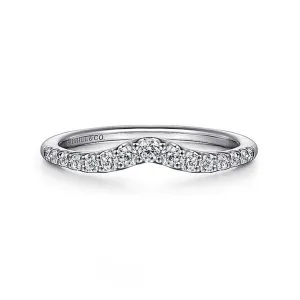 14K White Gold Curved Diamond Anniversary Band