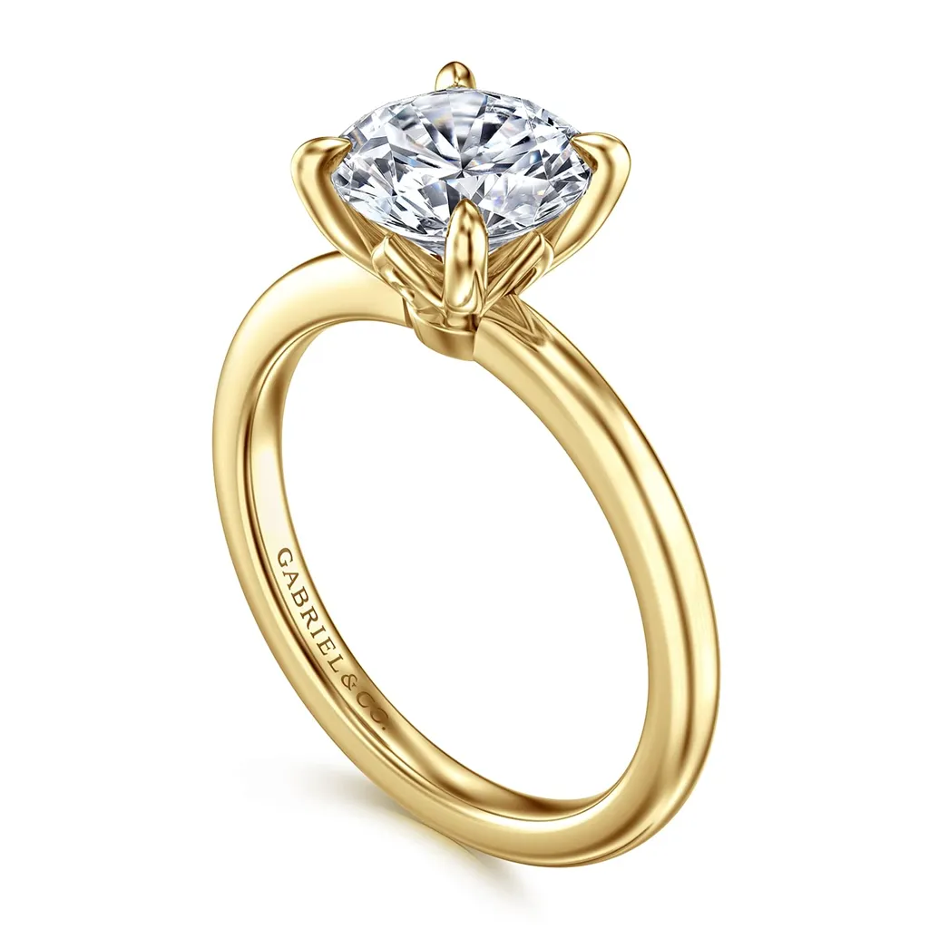 14K Yellow Gold 'Ali' Round Diamond Engagement Ring
