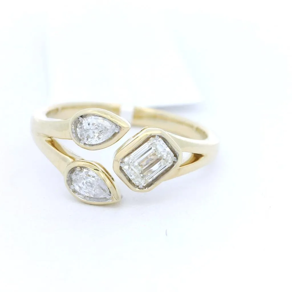 14K Yellow Gold Contemporary Natural Diamonds Ring