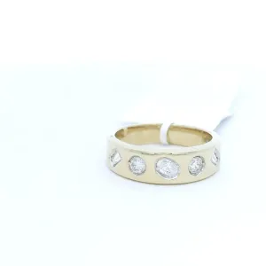 14K Yellow Gold Contemporary Natural Diamonds Ring