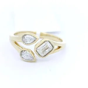 14K Yellow Gold Contemporary Natural Diamonds Ring