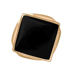18ct Rose Gold Whitby Jet Hallmark Small Rhombus Ring