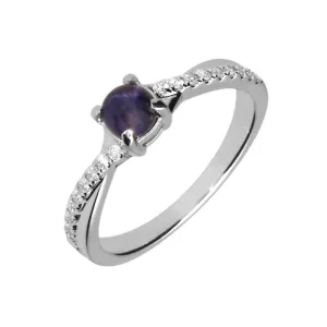 18ct White Gold Blue John Diamond Twisted Shoulder Ring