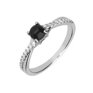 18ct White Gold Whitby Jet Diamond Twisted Shoulder Ring
