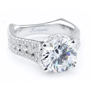 18K White Gold Hidden Halo Round Natural Diamonds Natural Diamonds Engagement Ring
