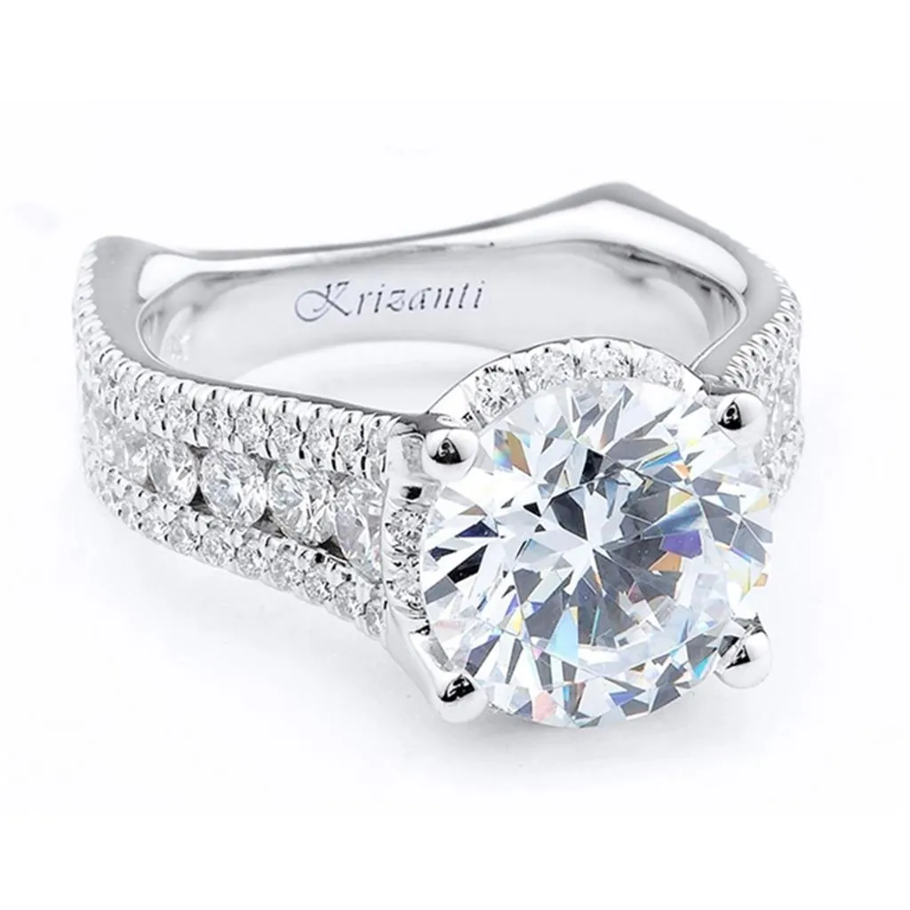 18K White Gold Hidden Halo Round Natural Diamonds Natural Diamonds Engagement Ring