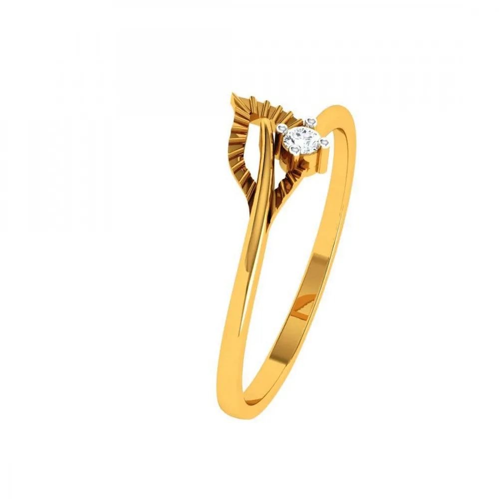18KT (750) Yellow Gold Diamond Ring For Woman