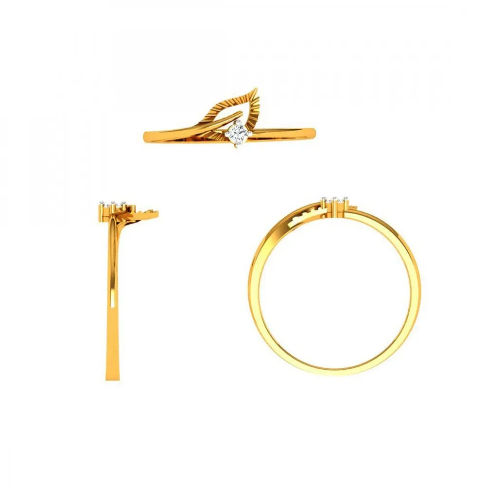 18KT (750) Yellow Gold Diamond Ring For Woman
