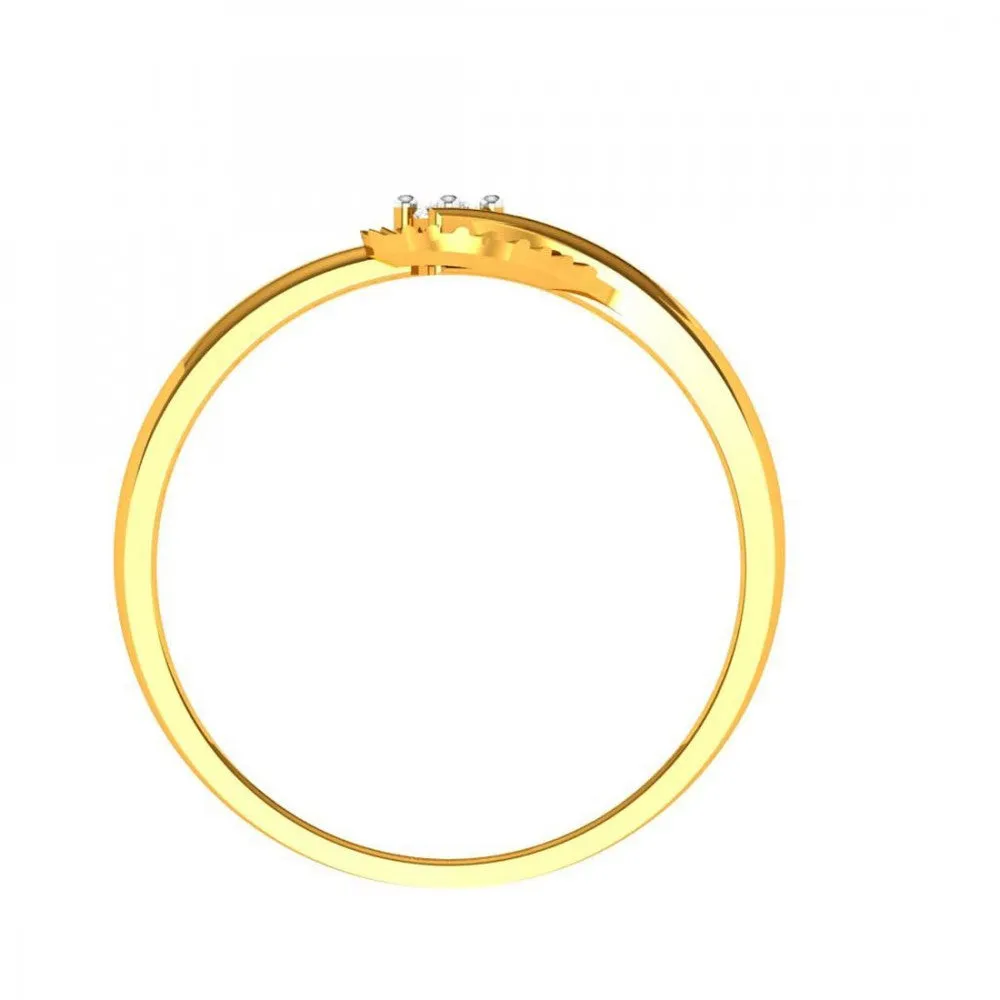 18KT (750) Yellow Gold Diamond Ring For Woman