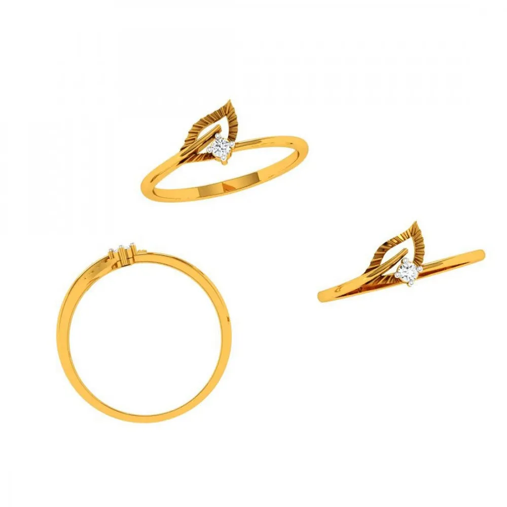 18KT (750) Yellow Gold Diamond Ring For Woman