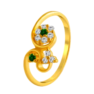 22KT Yellow Gold And American Diamond Ring For Women