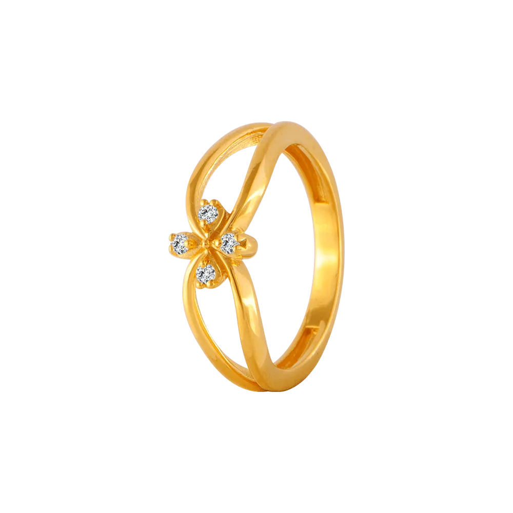 22KT Yellow Gold And American Diamond Ring For Women