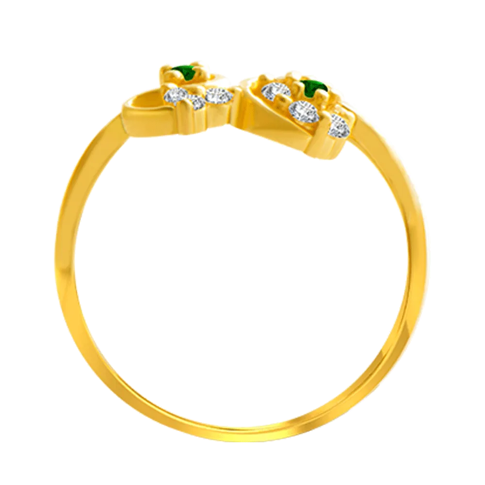 22KT Yellow Gold And American Diamond Ring For Women
