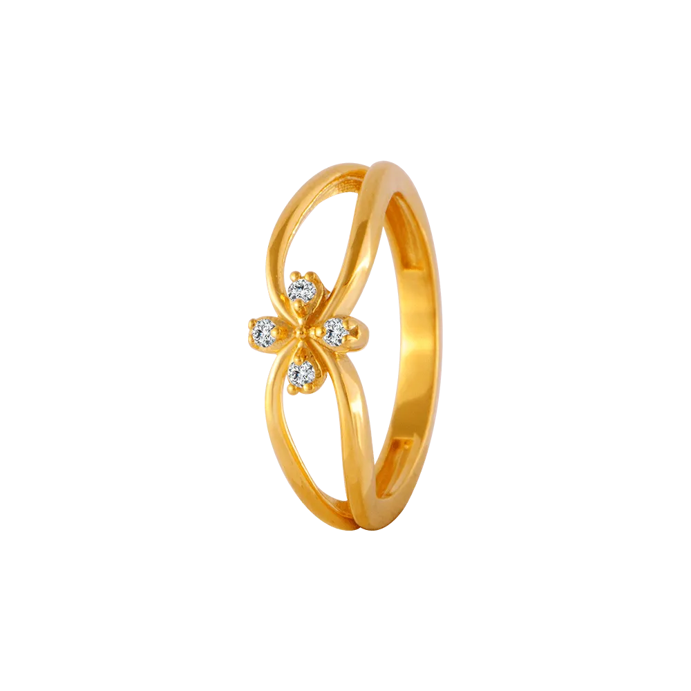22KT Yellow Gold And American Diamond Ring For Women