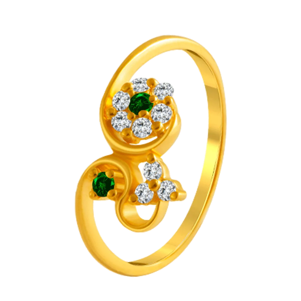 22KT Yellow Gold And American Diamond Ring For Women