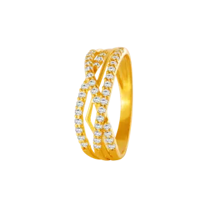 22KT Yellow Gold And American Diamond Ring For Women