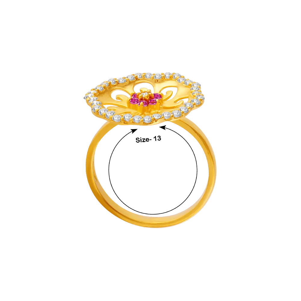 22KT Yellow Gold And American Diamond Ring For Women