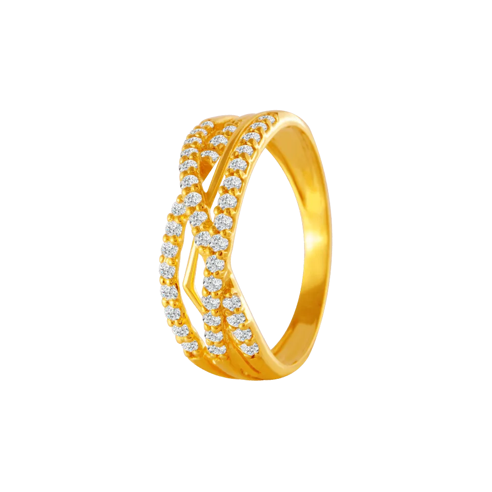 22KT Yellow Gold And American Diamond Ring For Women