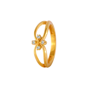 22KT Yellow Gold And American Diamond Ring For Women