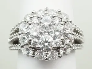 3-3.1 ctw Natural Diamond Cluster Ring 14k White Gold Size 8.5 with IGI Report