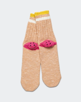 60 Yarns IVY RAINBOWY HAPPY HEEL-Hold Socks - Orange/Pink new arrival dress for women queenspark new arrivals tops