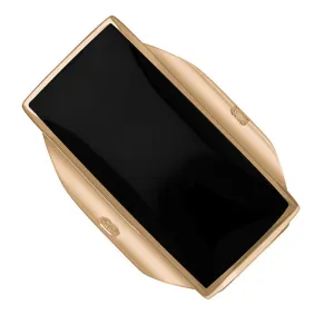 9ct Rose Gold Whitby Jet Hallmark Large Oblong Ring