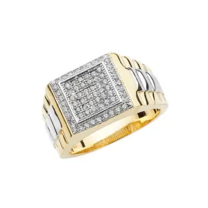 9ct Yellow Gold Mens CZ Ring