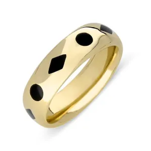 9ct Yellow Gold Whitby Jet 8mm Wedding Band Ring