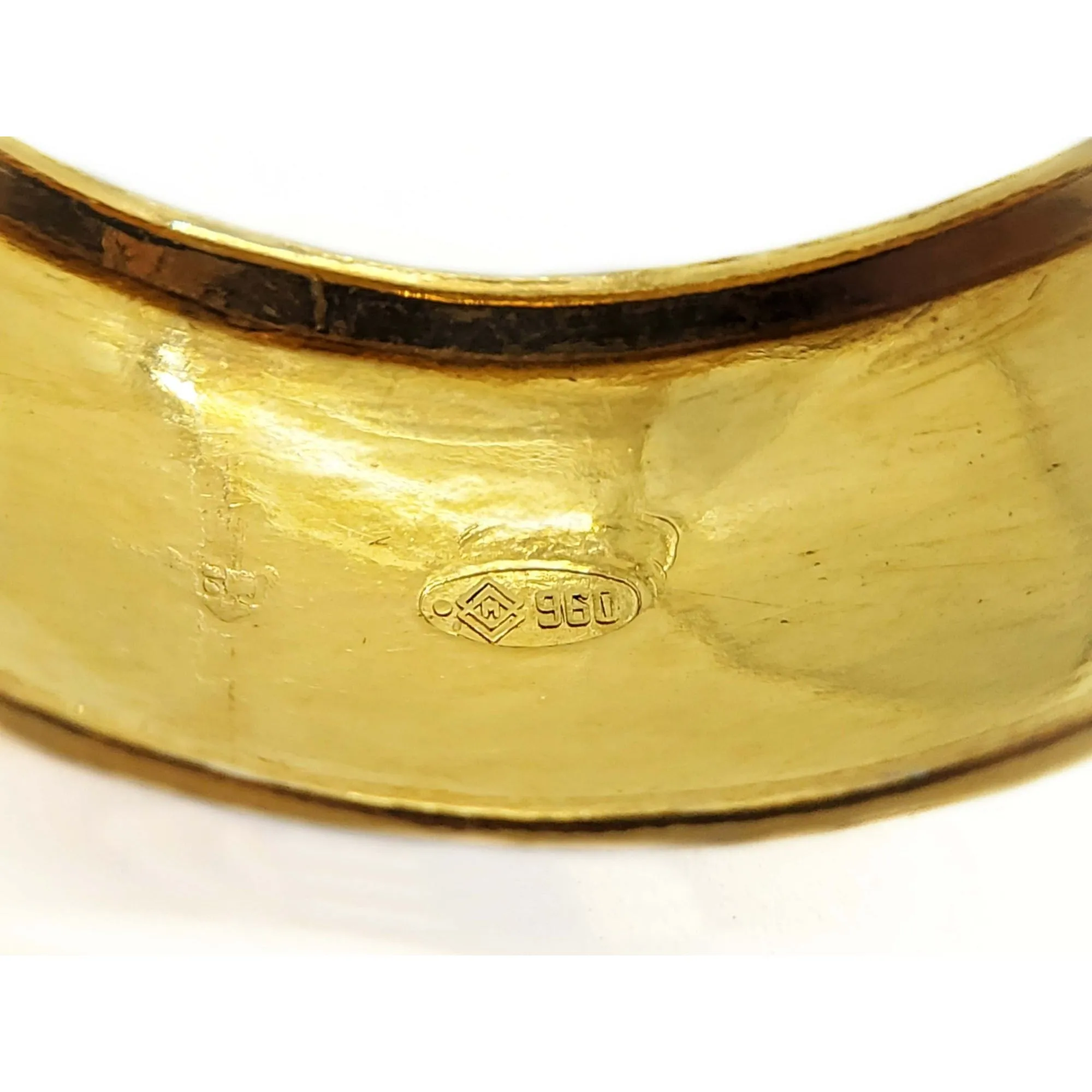 9mm Wide Band Ring 960 23k Gold Size 9.5 BJ Designer