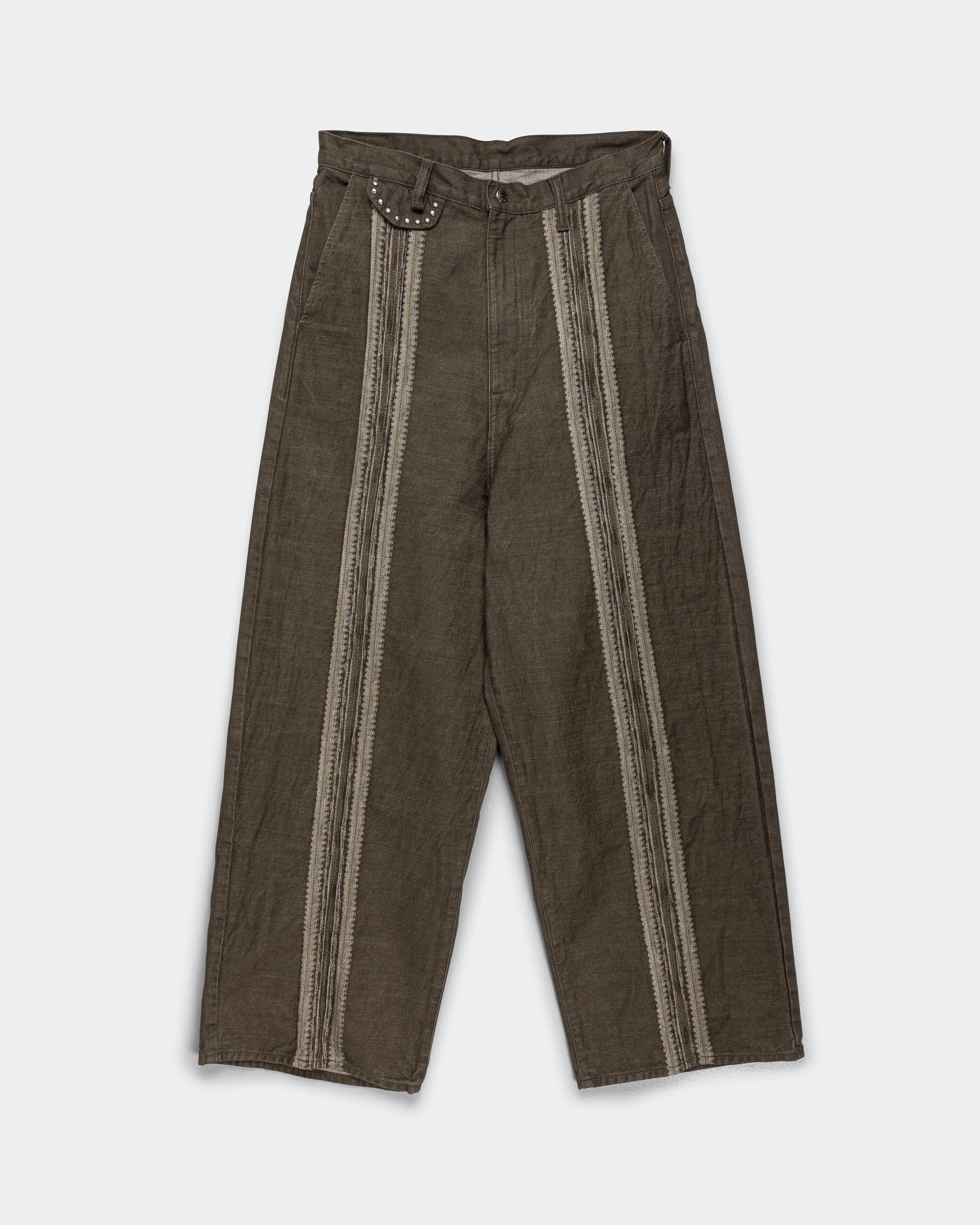 adidas new arrivals 12oz YAGASURI Jacquard Denim PORT Baggy Pants - Khaki new collection dior bags