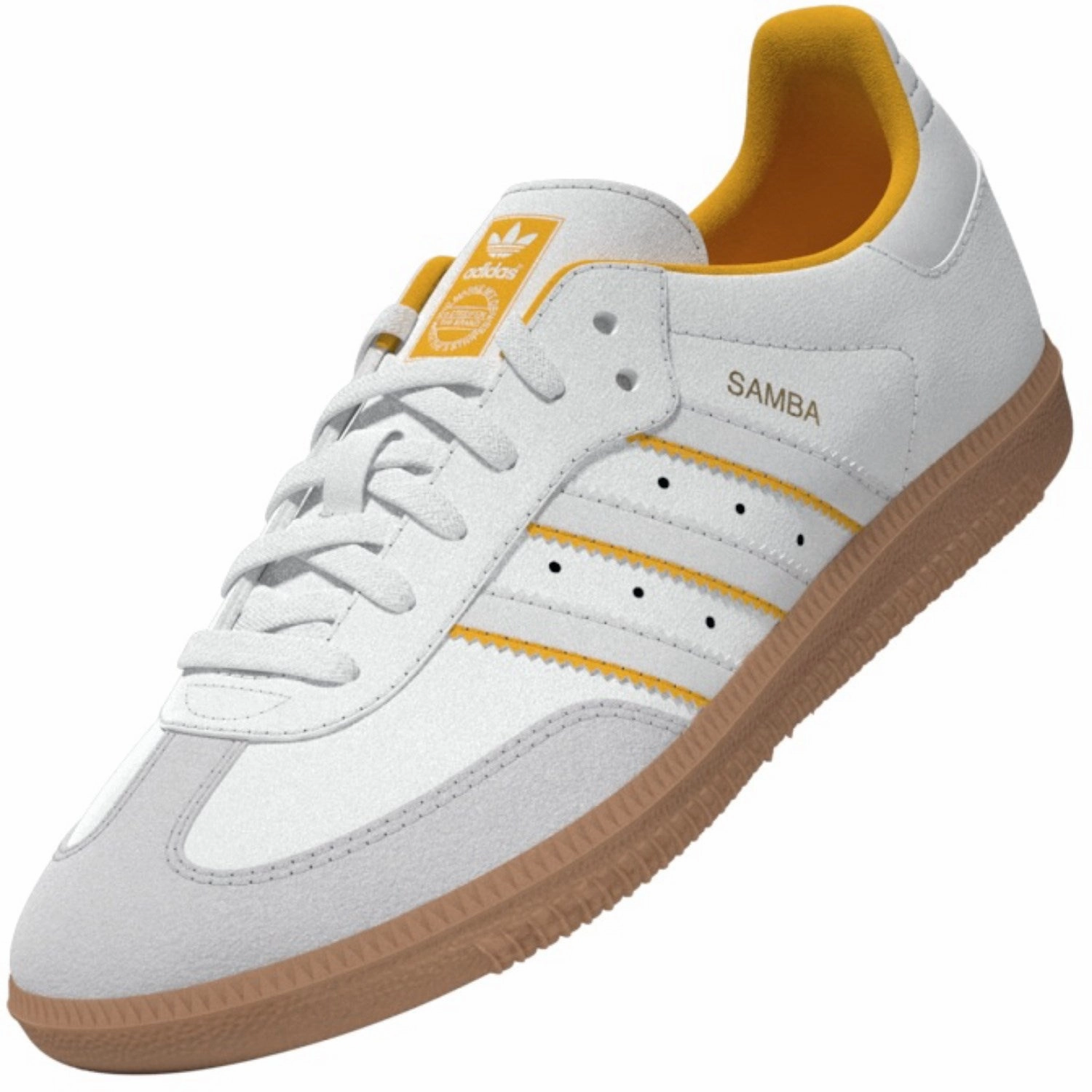 adidas Originals Crystal White/Cloud White/Crew Yellow Samba Og C Sneakers Breathable shoes