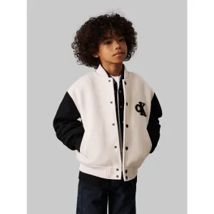 Admired Calvin Klein Oatmeal Heather Heather Varsity Jacket Futuristic