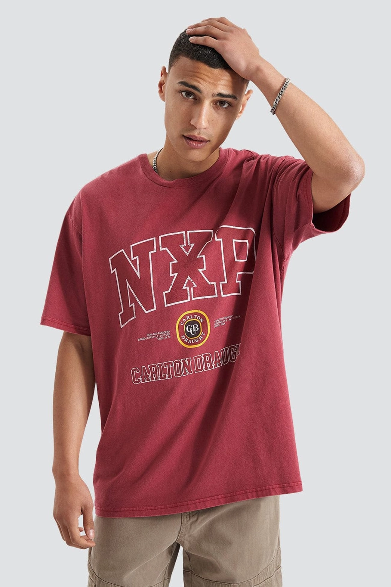 Agnus Relaxed Box Fit Tee Pigment Maroon sale women clothes