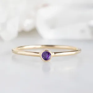 Amethyst Birthstone Stacking Ring | Yellow, Rose or White Gold