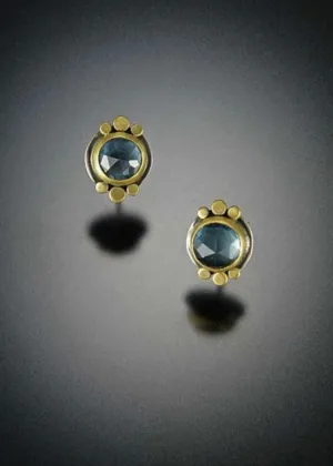 Ananda Khalsa | Rosecut London Blue Topaz   22k Stud Earring