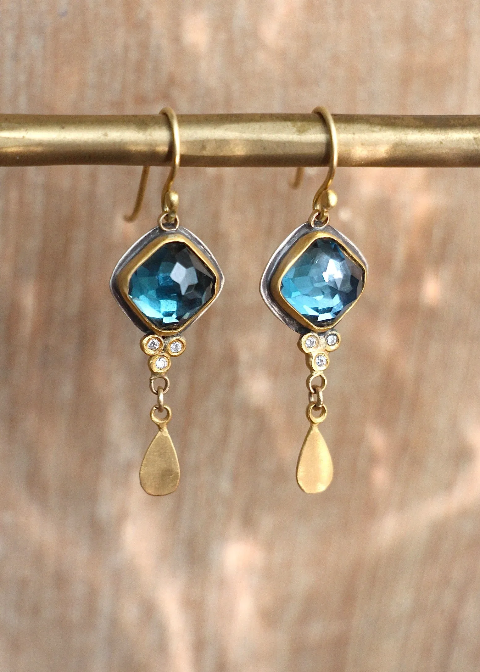 Ananda Khalsa | Rosecut Square London Blue Topaz Earrings