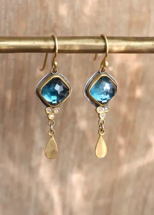 Ananda Khalsa | Rosecut Square London Blue Topaz Earrings