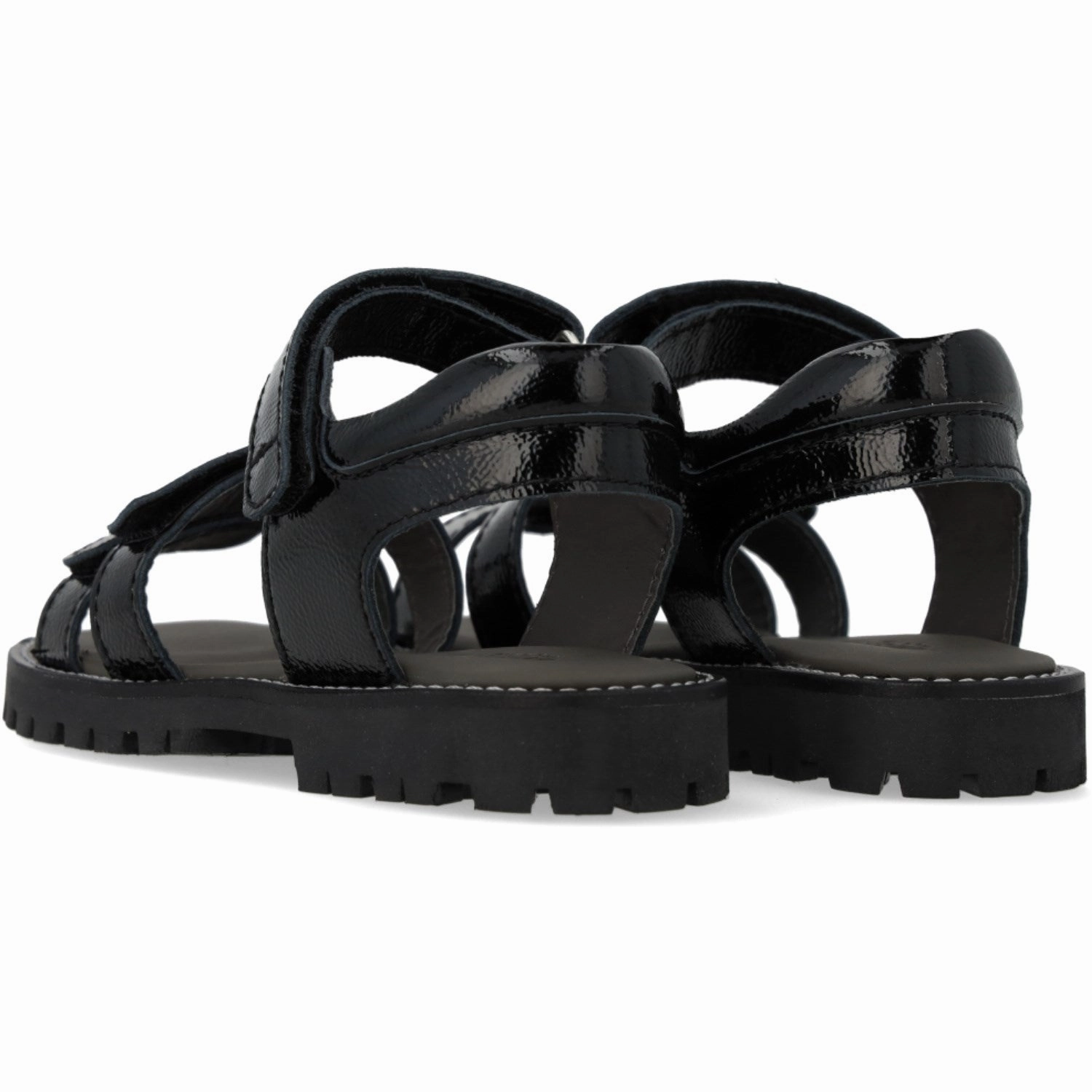 Angulus Black Justerbar Leathersandal Med Velcro Trail shoes